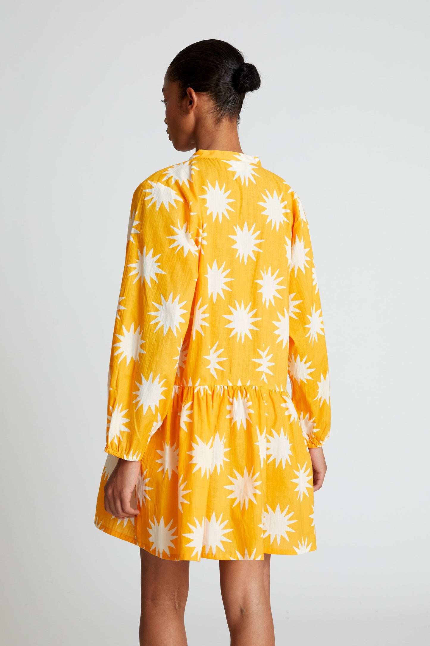 Big Sun Print Long Sleeve Short Dress