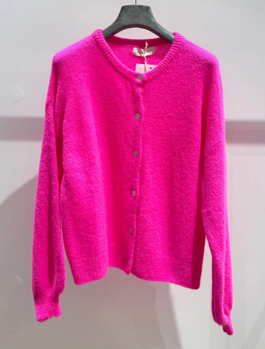 Fuchsia Alpaca and Wool Cardigan