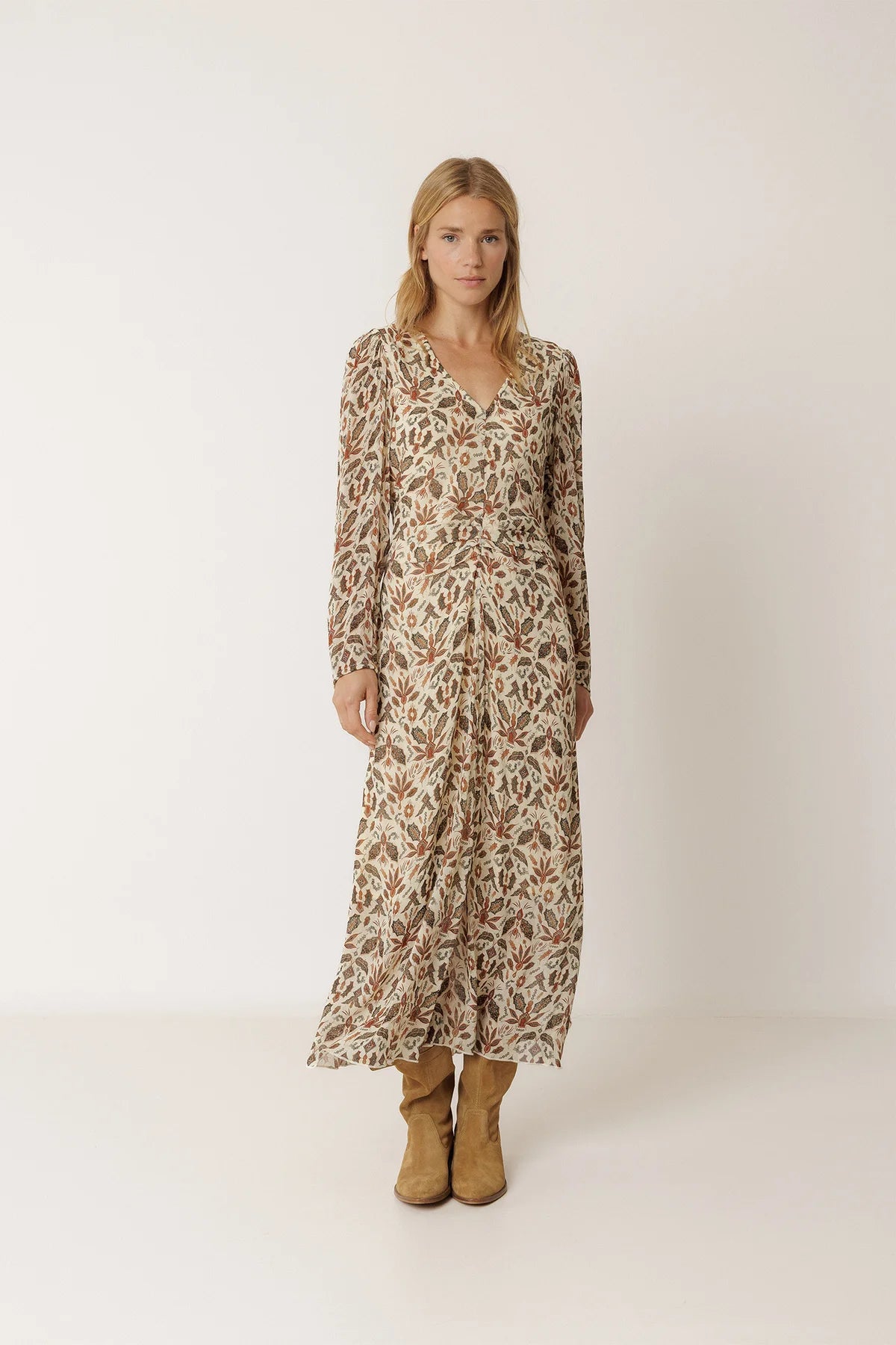 Lantern Printed Sleeve Dress