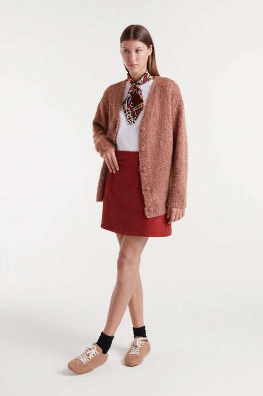 Long Textured Camel Cardigan