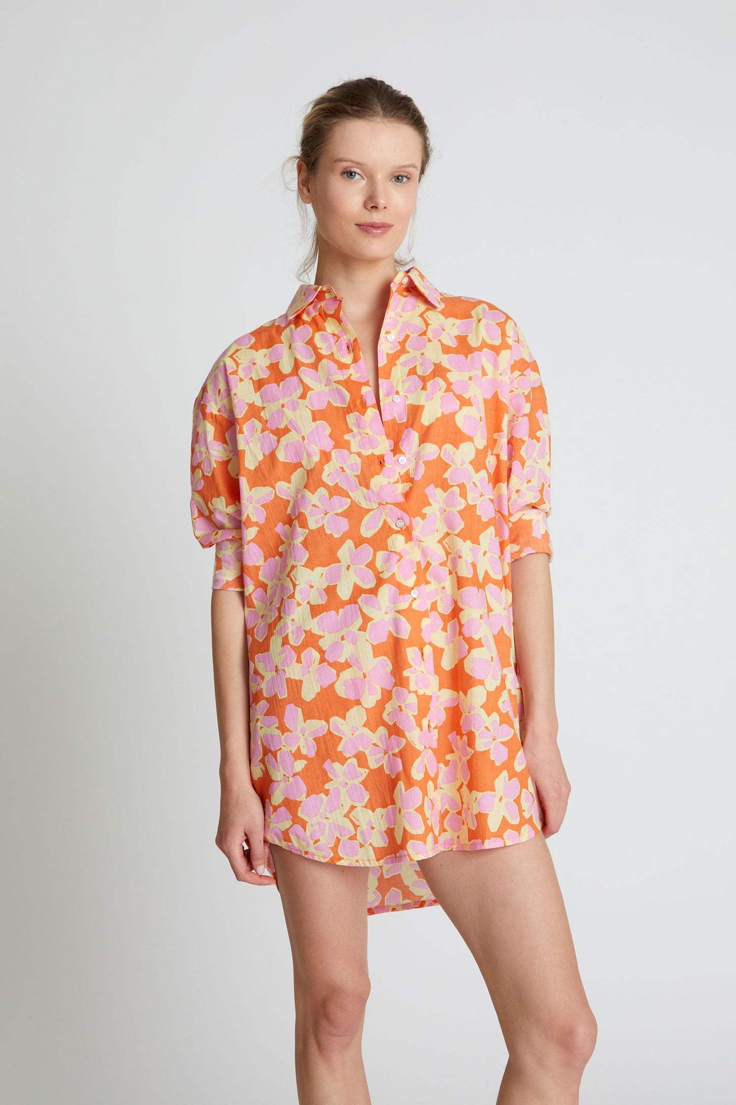 Orange Rubra Printed Oversize Shirt