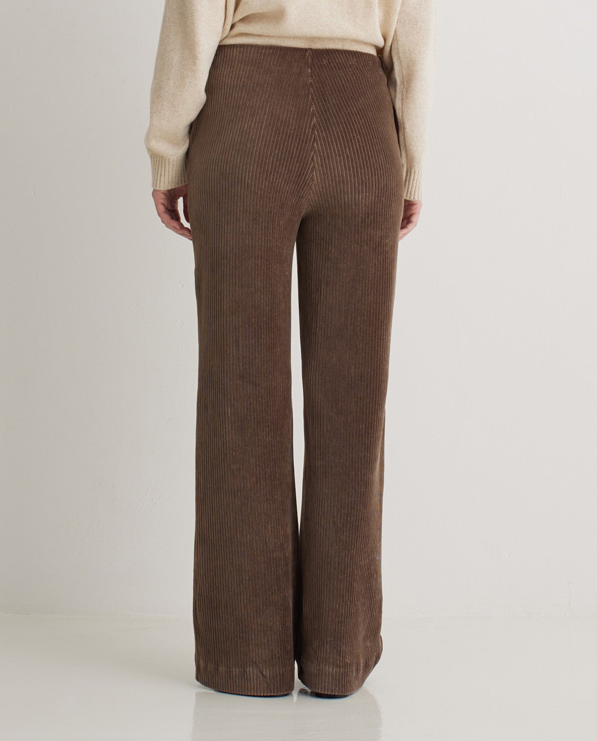 Taupe Wide Cotton-Blend Corduroy Trousers