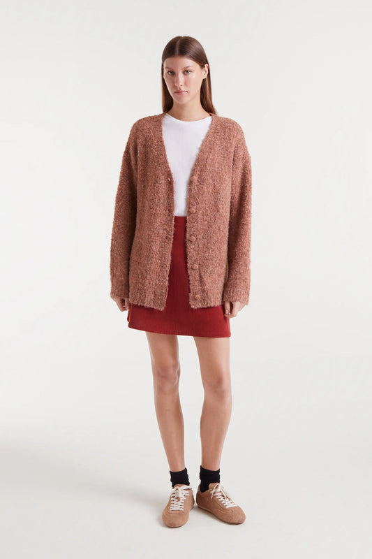 Long Textured Camel Cardigan