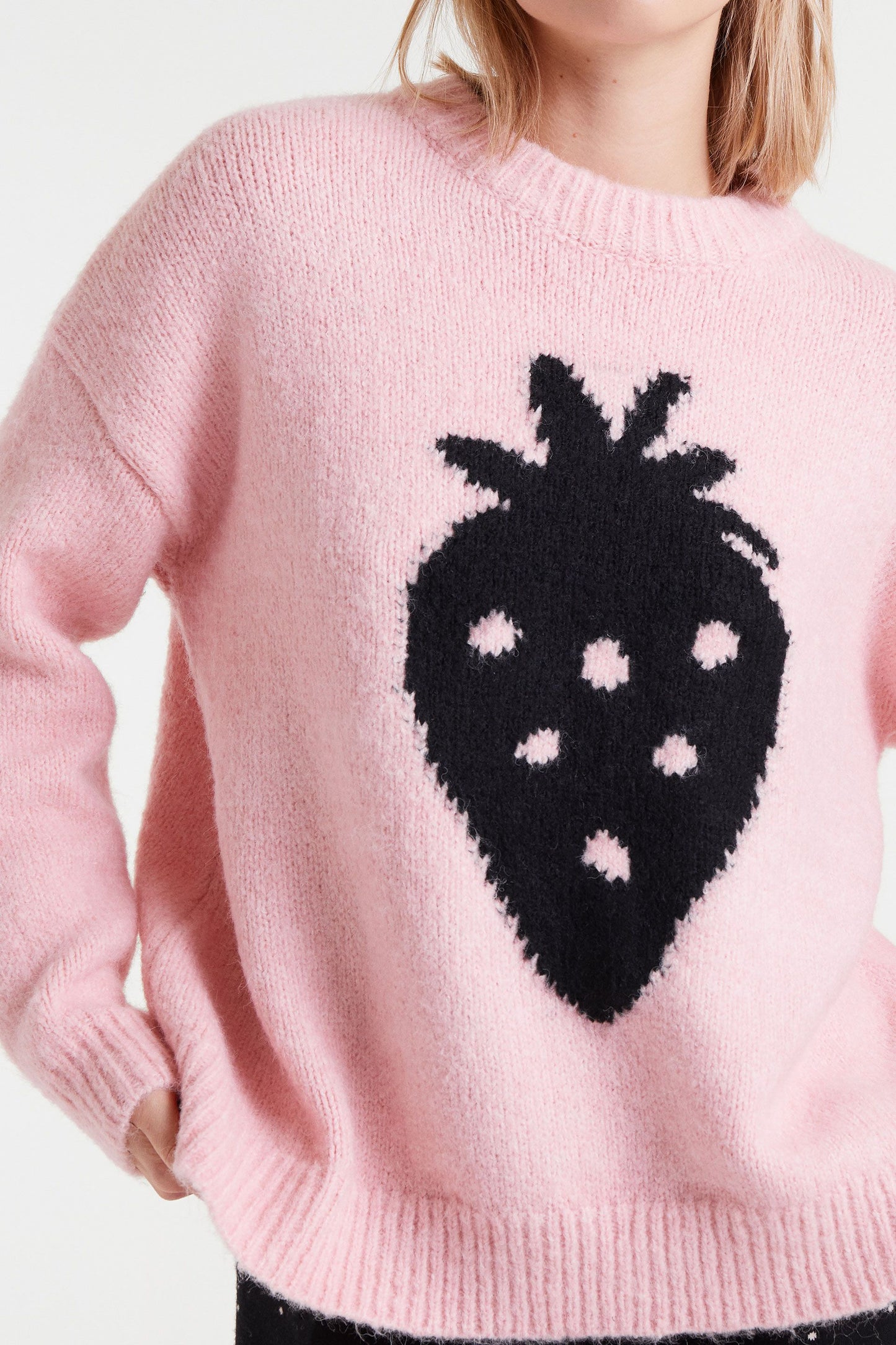 Jacquard knit Sweater with Strawberry Print