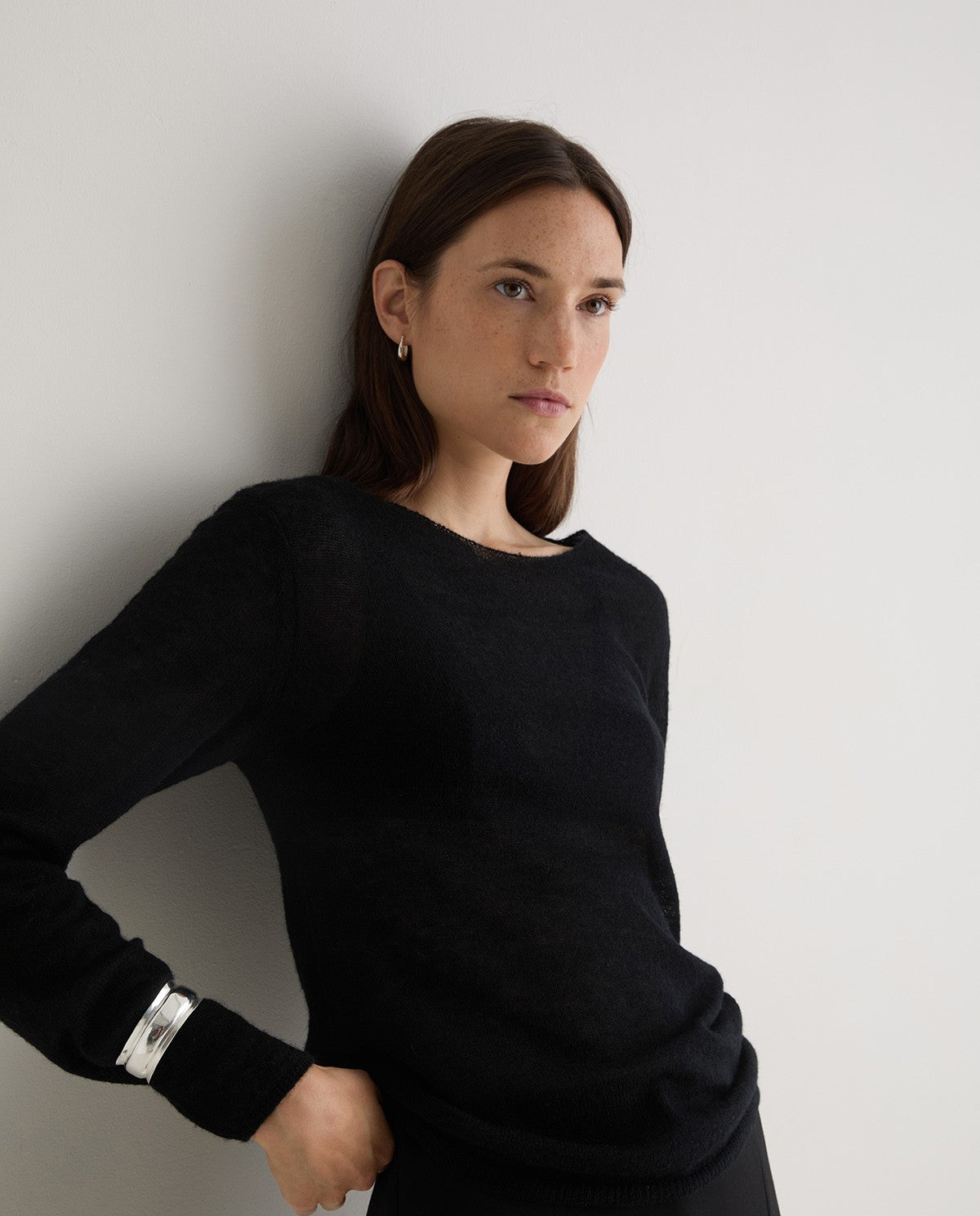 Black Merino-Blend Sweater