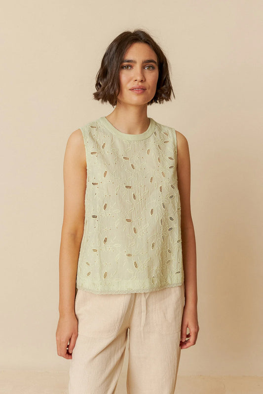 Lace Sleeveless Combined T-Shirt