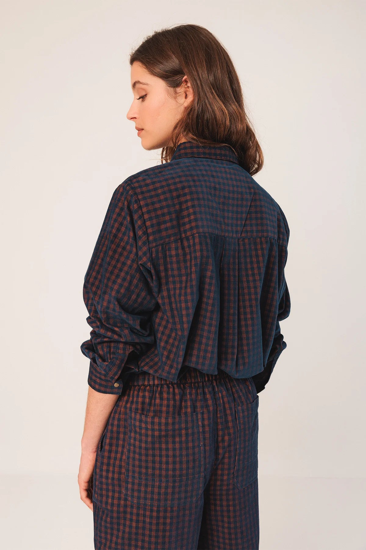 Vichy Elastic Micro-Corduroy Pants