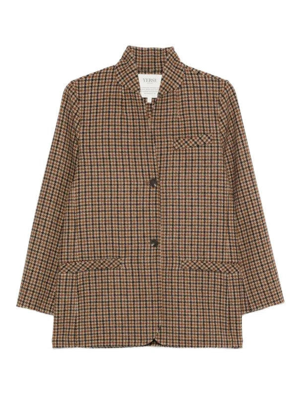 Yerse Handmade Houndstooth Wool Blend Blazer