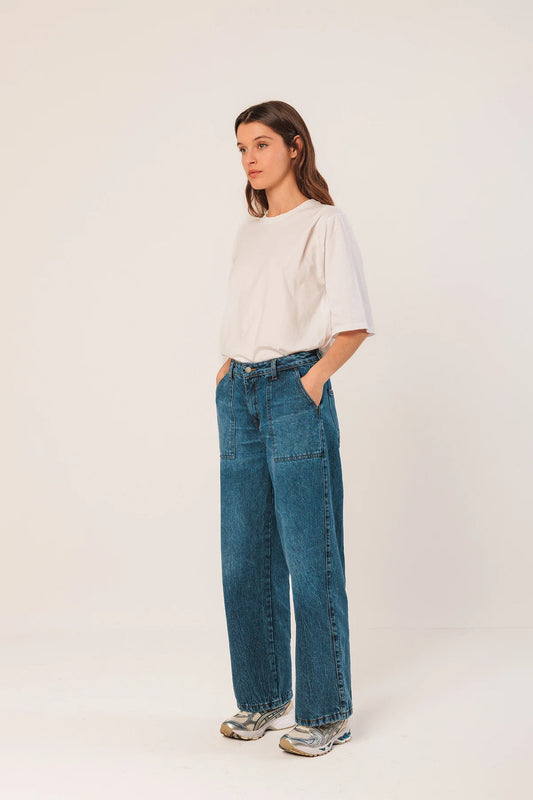 Washed Denim Trousers