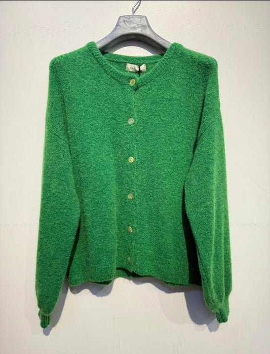 Green Alpaca and Wool Cardigan
