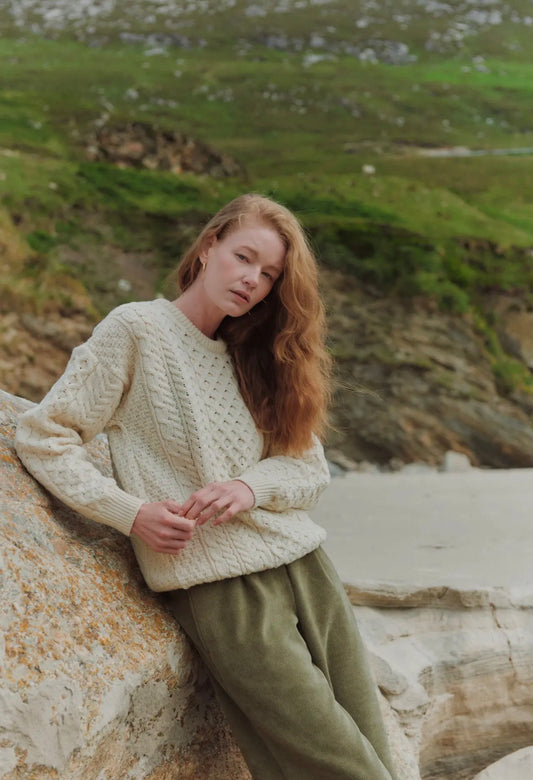 Aran Inisheer Traditional Ladies Cream Sweater