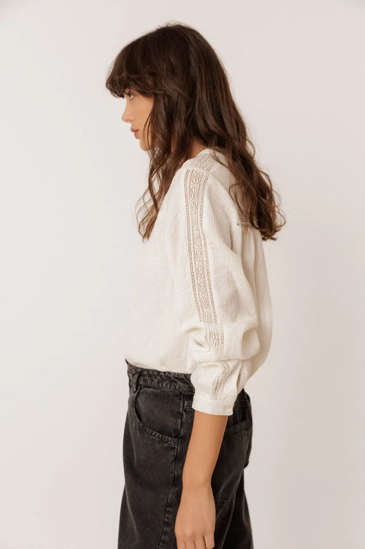 Ecru Combination Shirt With Lace