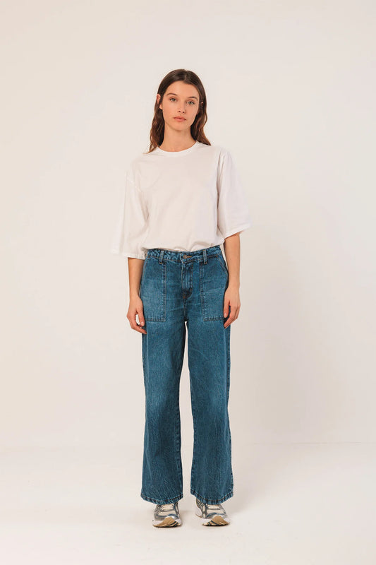 Washed Denim Trousers