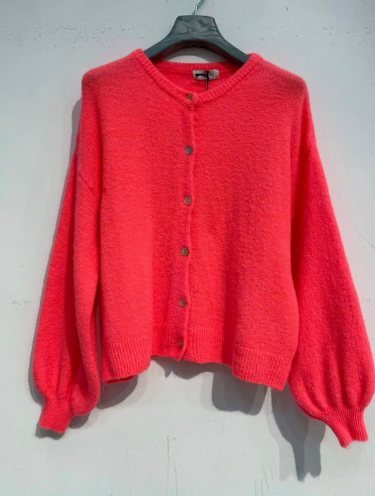 Coral Alpaca and Wool Cardigan