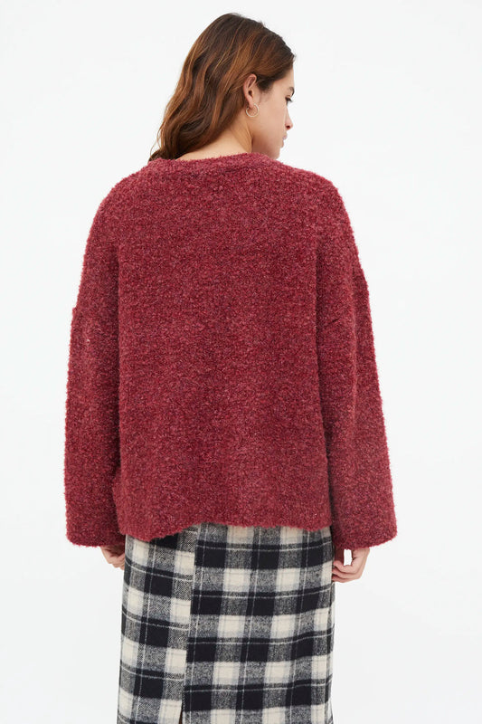 Burgundy Textured Knit Sweater