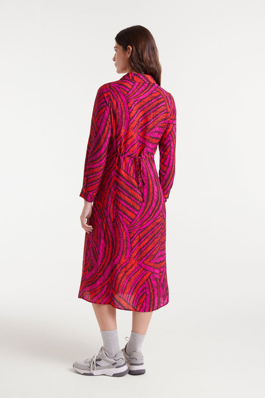 Lightweight Crepe Midi Dress with Fedora Print