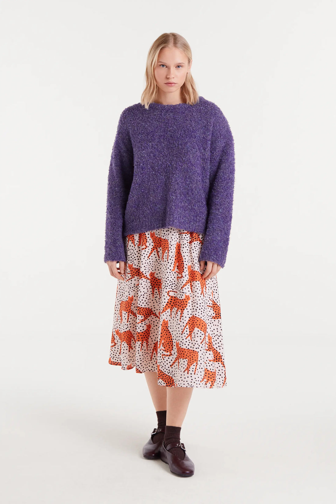 Purple Textured Knit Sweater