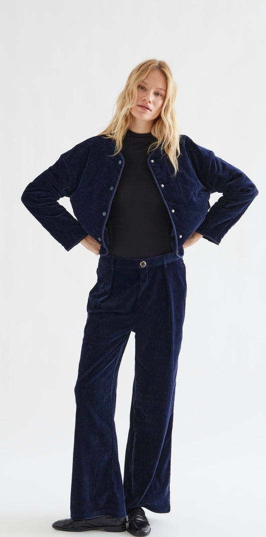 Navy Velvet Trousers
