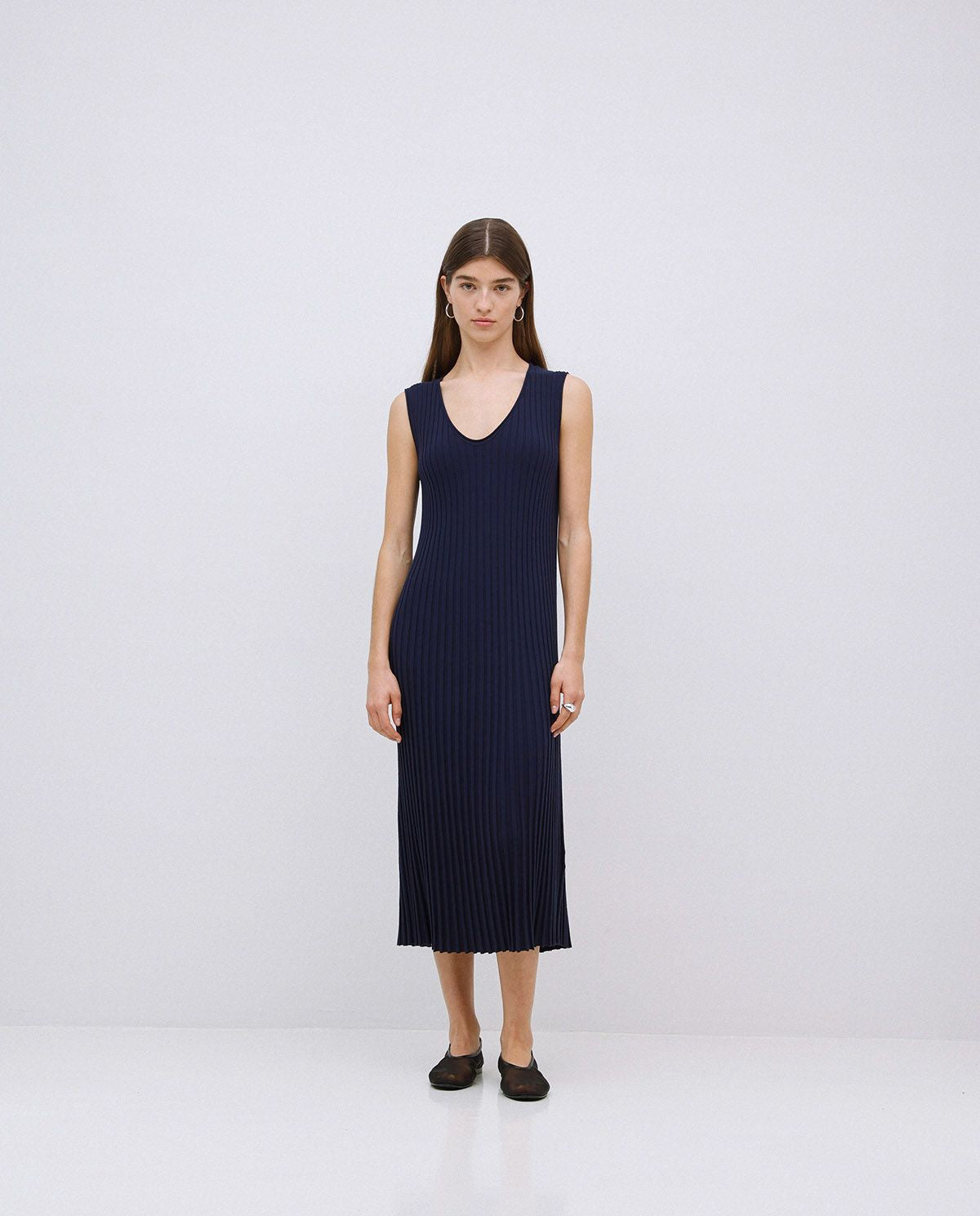 Navy Blue Long Flared Camisole Dress – loveindi.ie