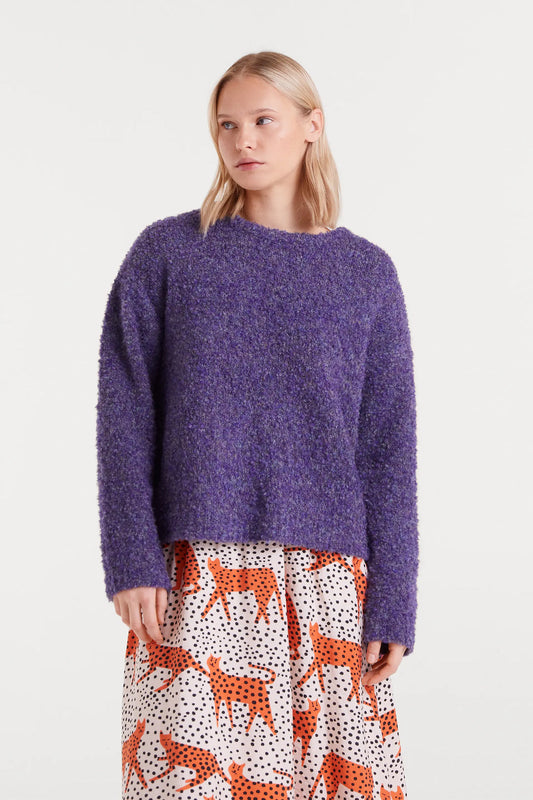 Purple Textured Knit Sweater