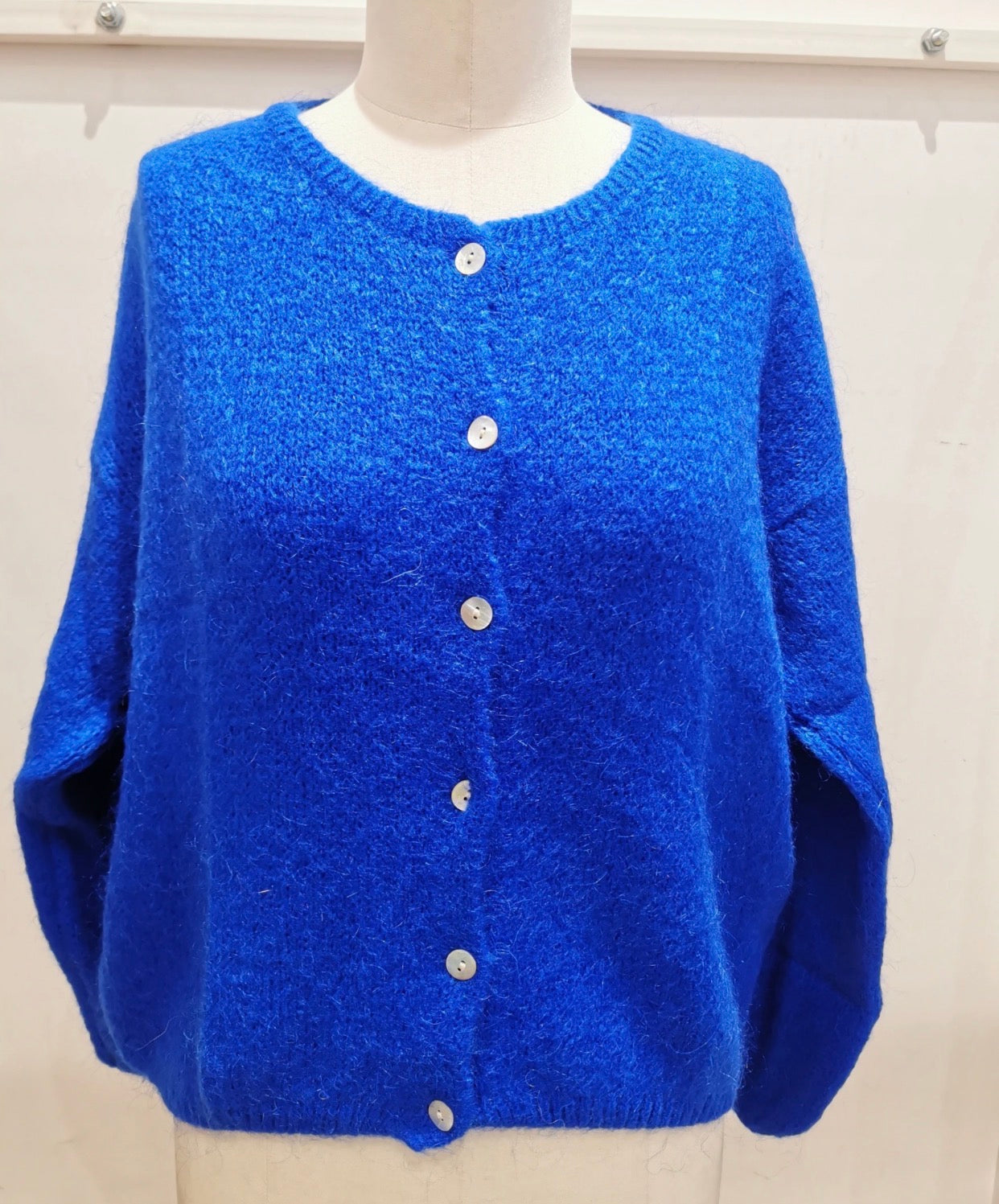 Cozy Blue Mohair Wool Cardigan