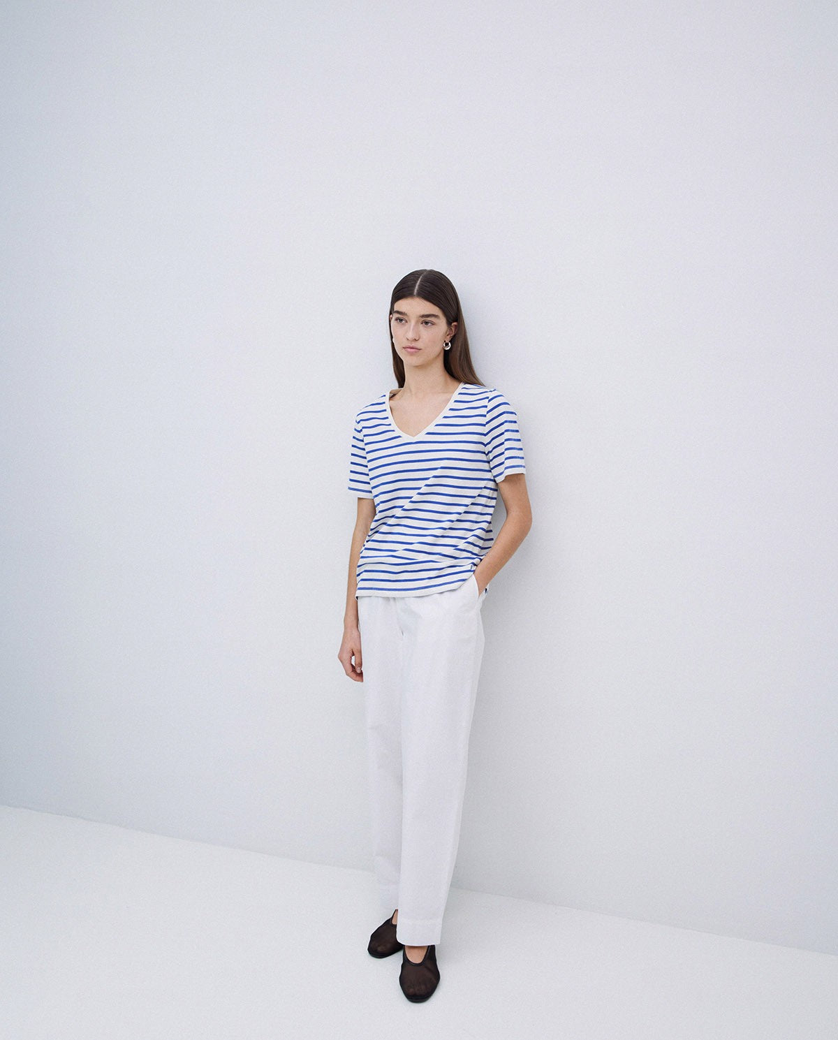 Stripe V Neck T-shirt