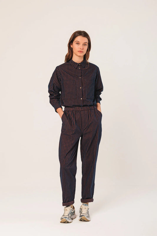 Vichy Elastic Micro-Corduroy Pants