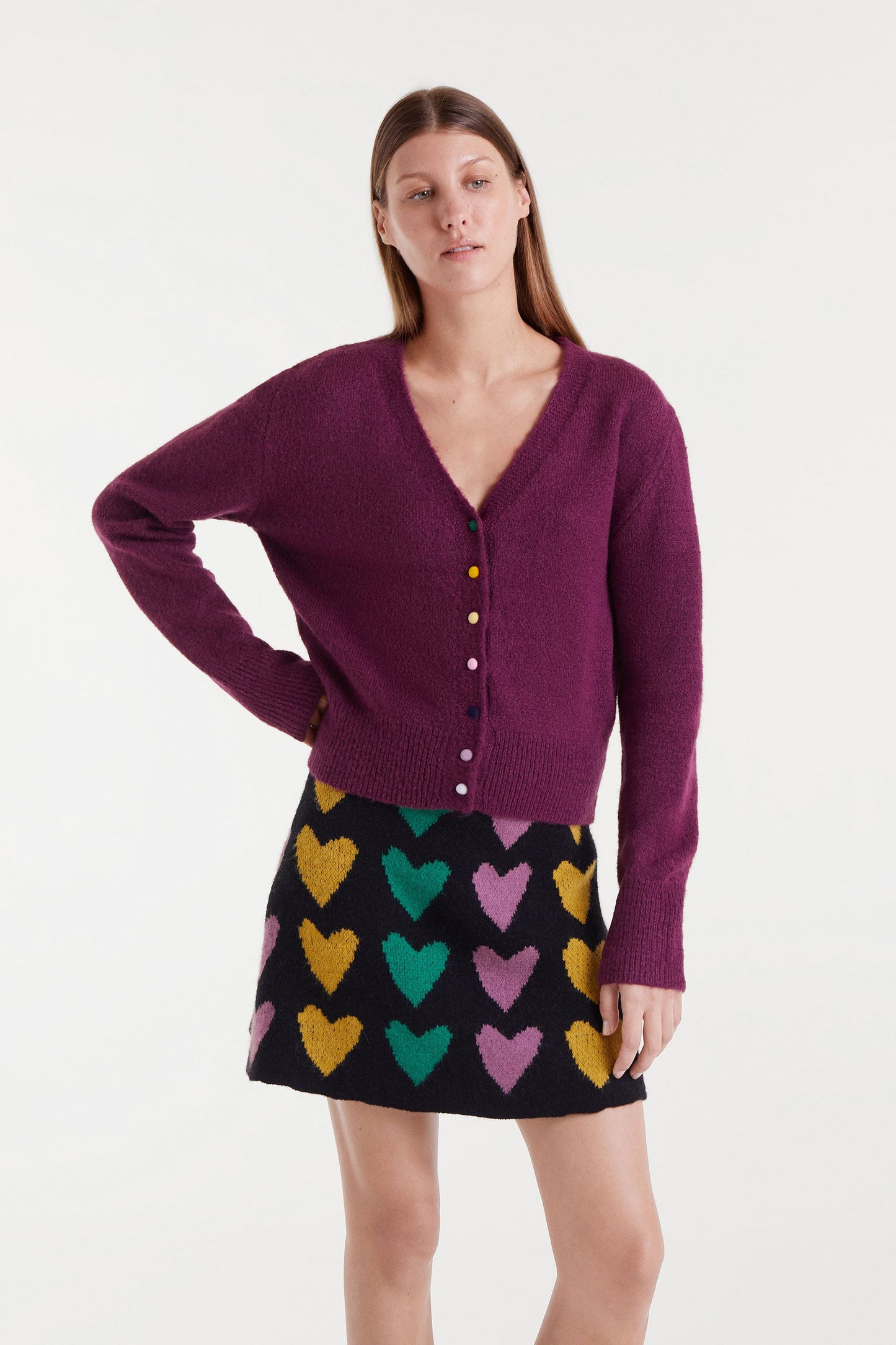 Burgundy Knitted Cardigan