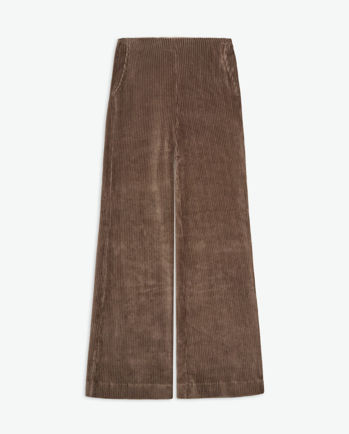 Taupe Wide Cotton-Blend Corduroy Trousers