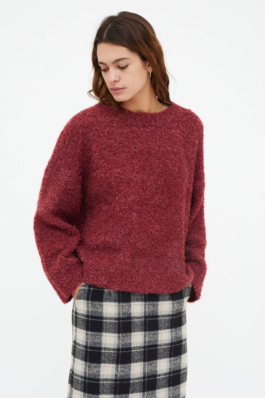 Burgundy Textured Knit Sweater