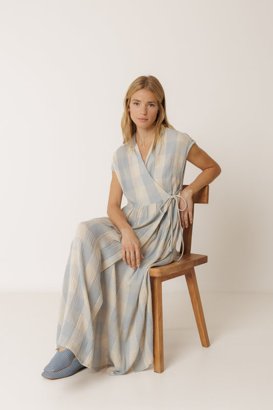 Crossover Gingham Dress