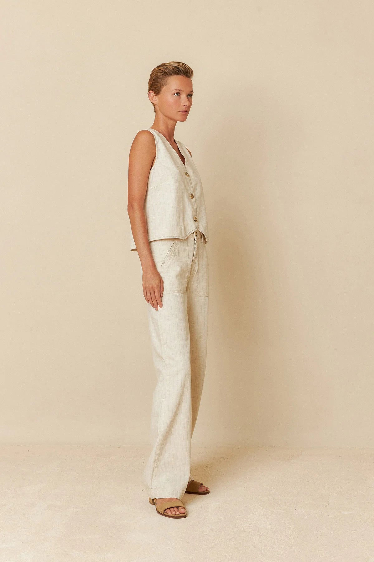 Pinstripe Twill Vest