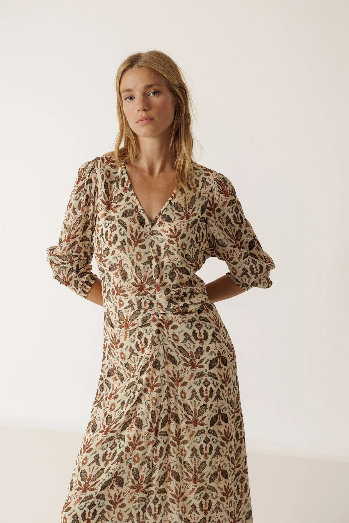 Lantern Printed Sleeve Dress