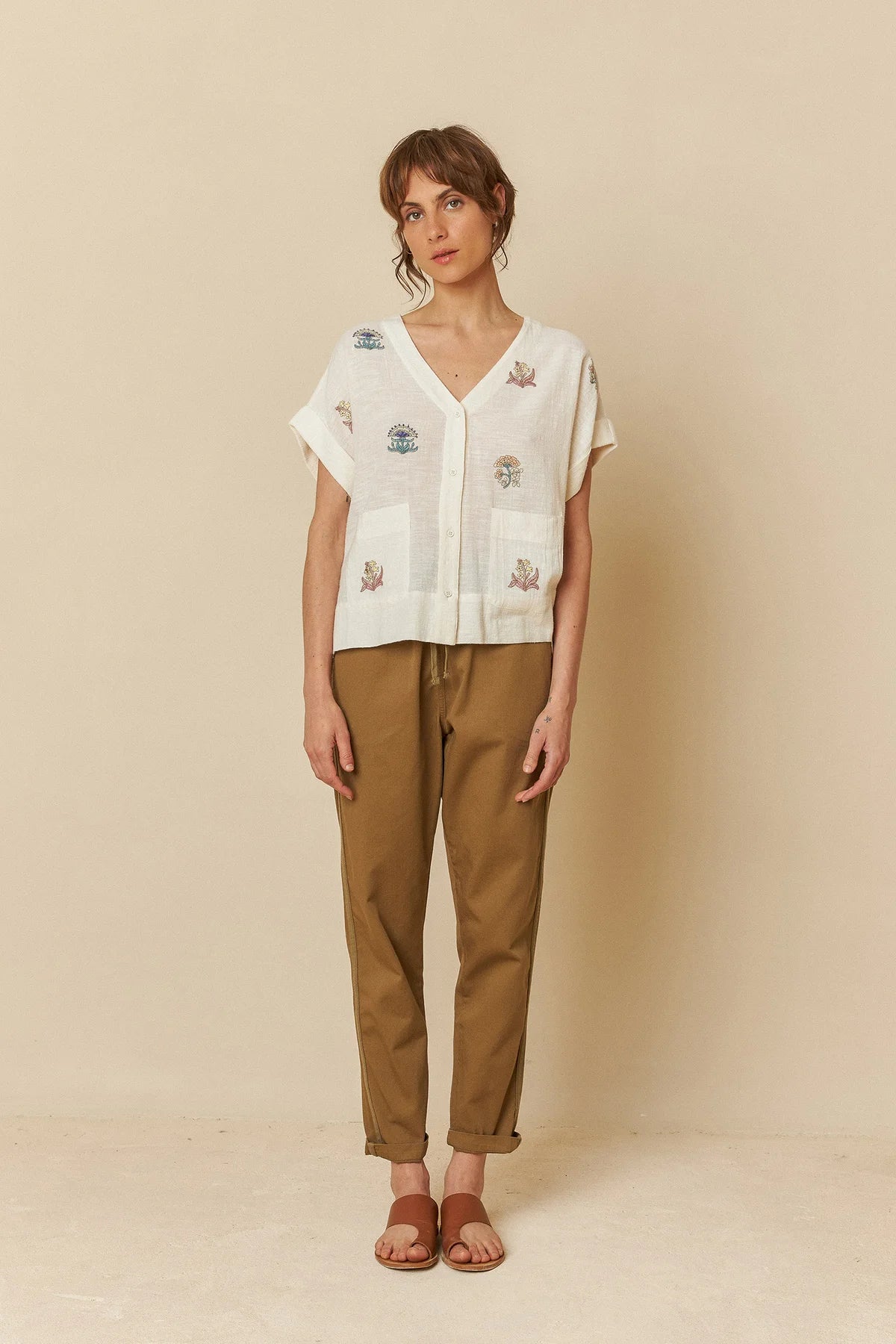 Short-Sleeve Embroidered Shirt