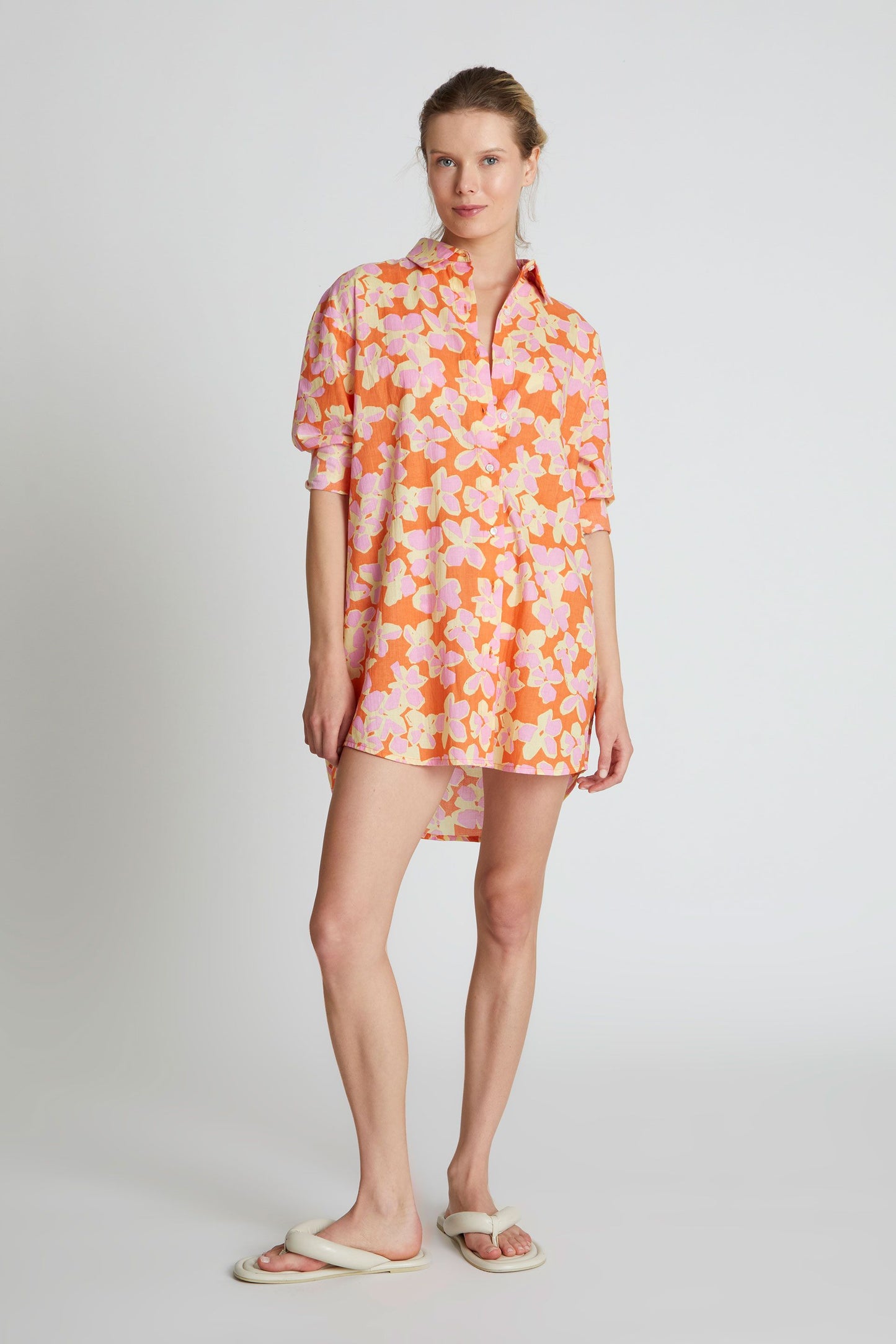 Orange Rubra Printed Oversize Shirt