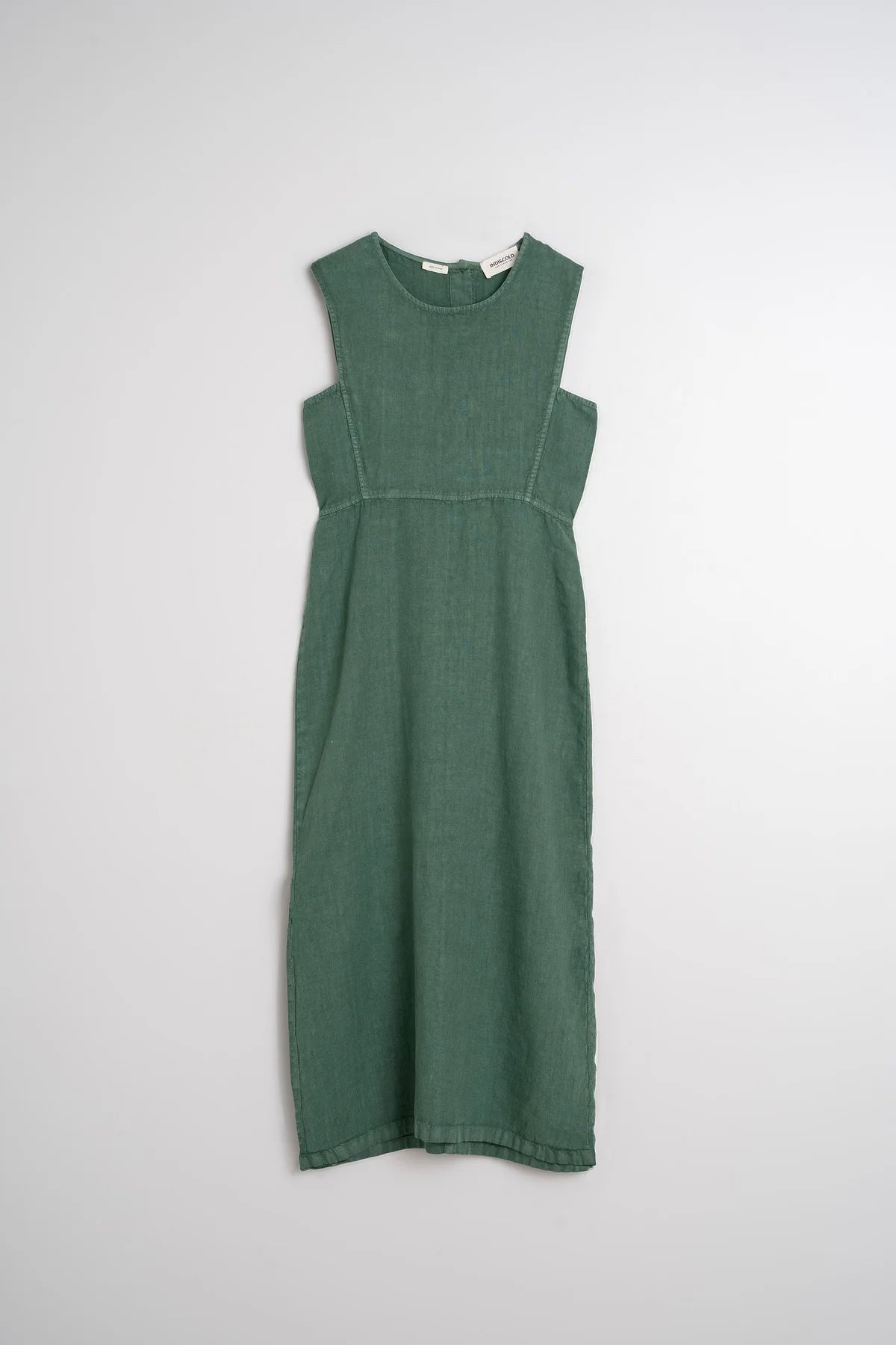 Green Linen Midi Dress