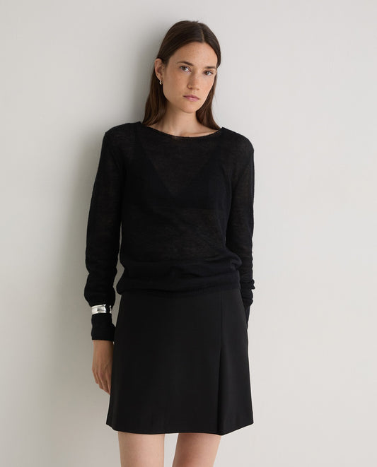 Black Merino-Blend Sweater