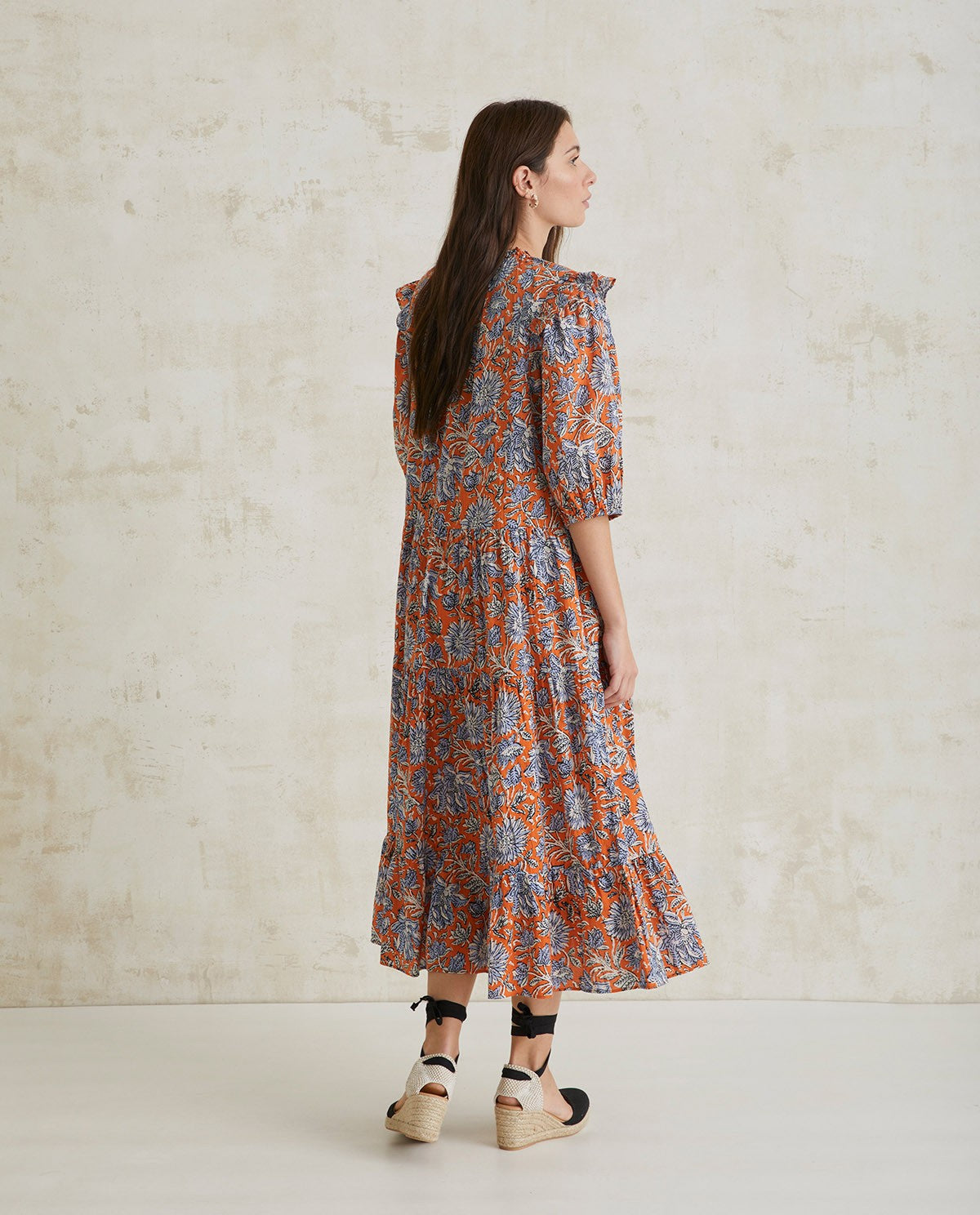 Orange Print Cotton Dress