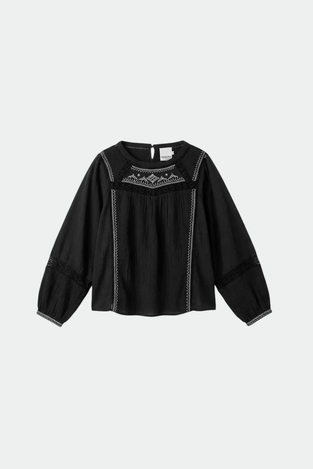 Combination Blouse With Contrast Embroidery