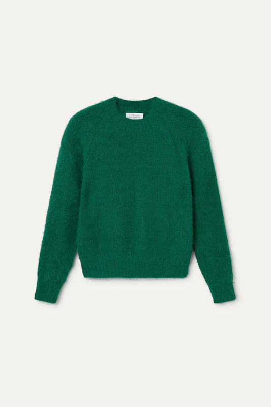 Green Textured Knit Sweater
