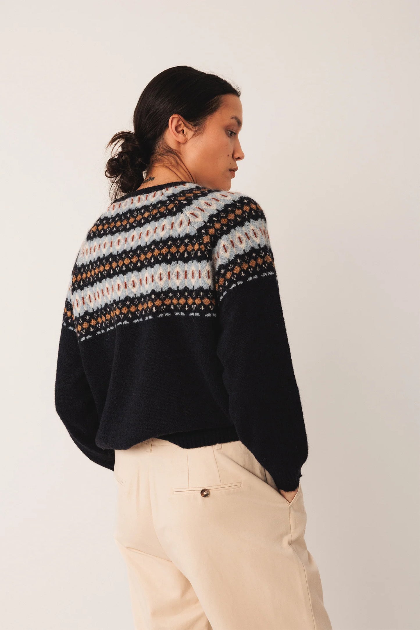 Jacquard Border Sweater