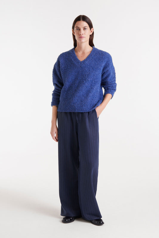 Elasticated Blue Stripe Pants