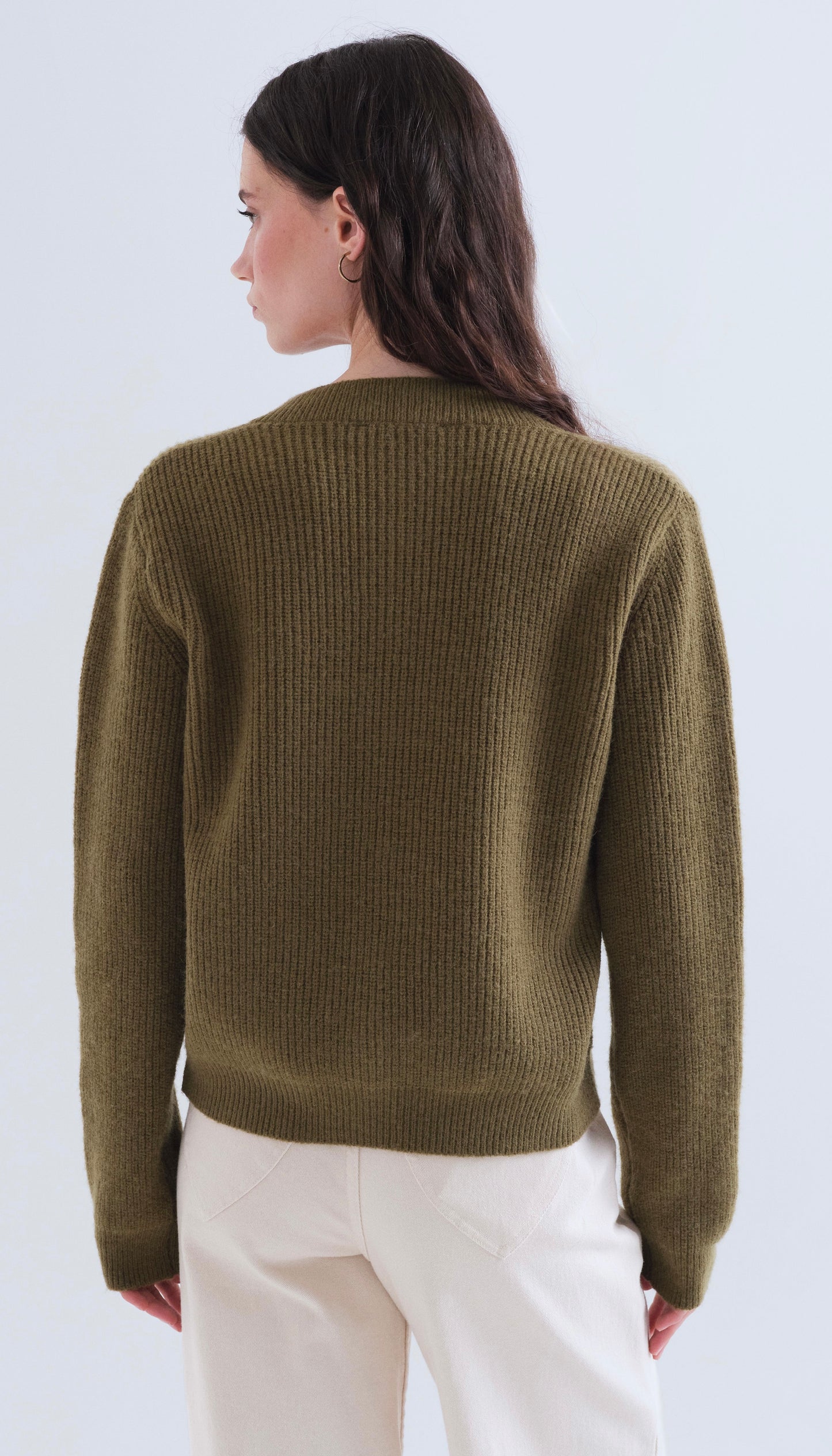 Olive Green Knit Cardigan with Ties