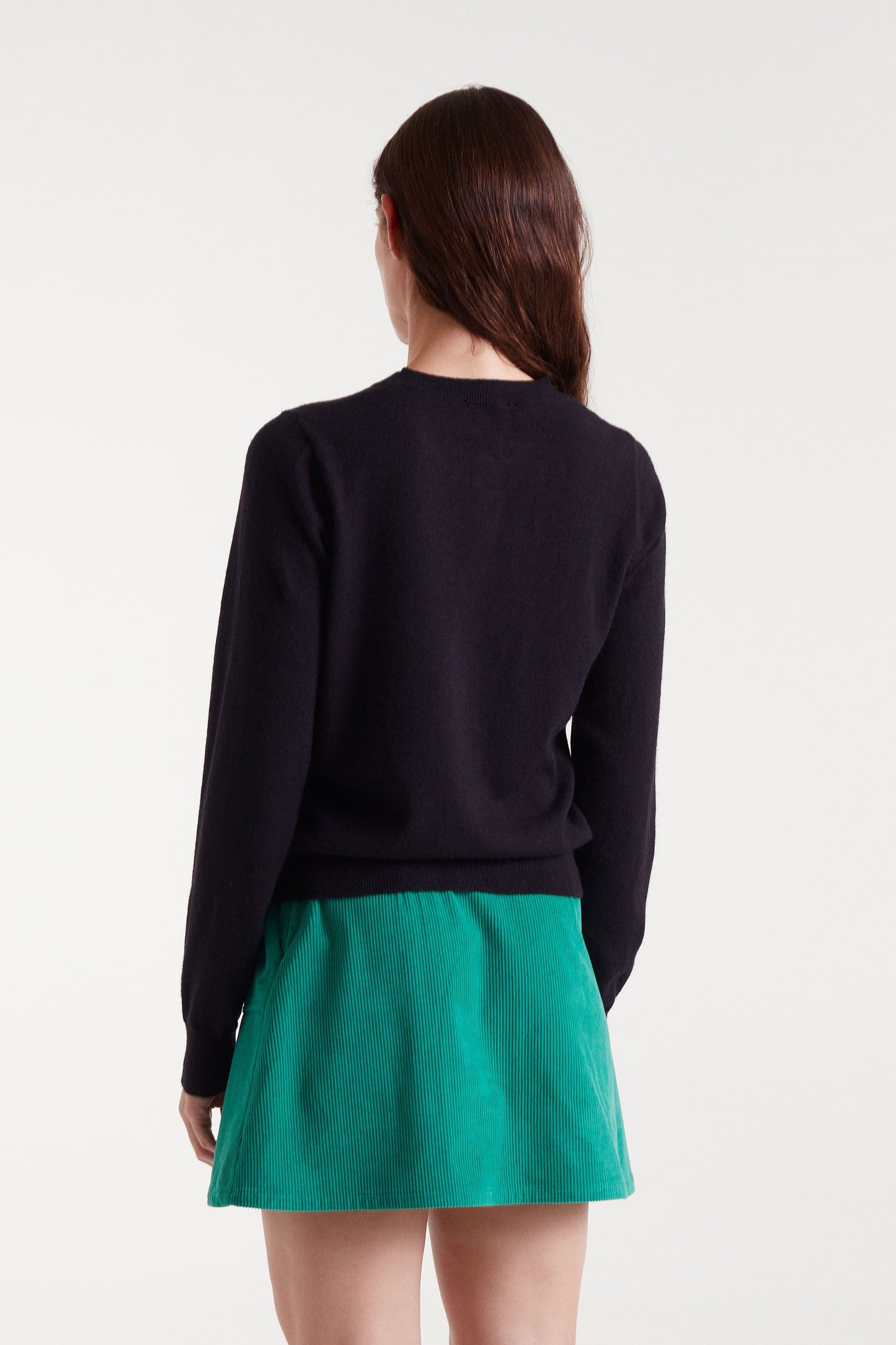 Black Knitted Cardigan with Heart Detail