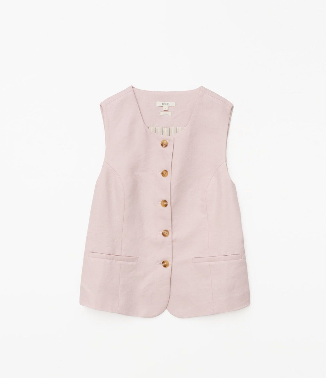 Pink Linen-Blend Vest