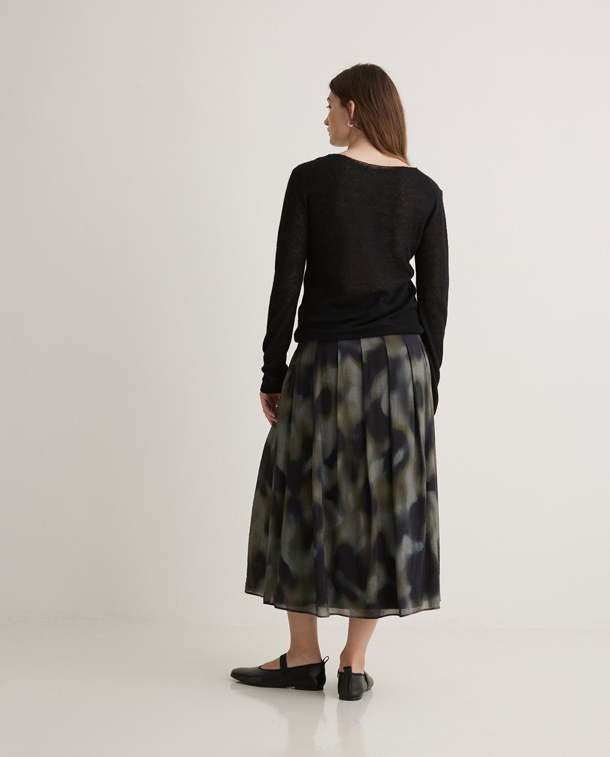 Multicolour Flared Print Midi Skirt