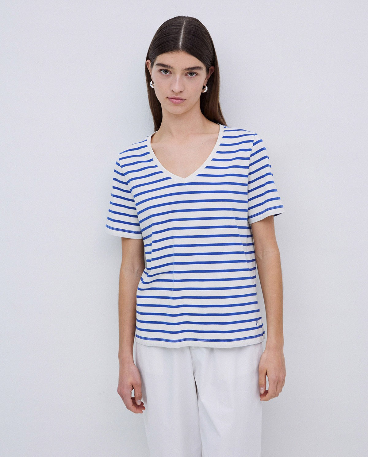 Stripe V Neck T-shirt