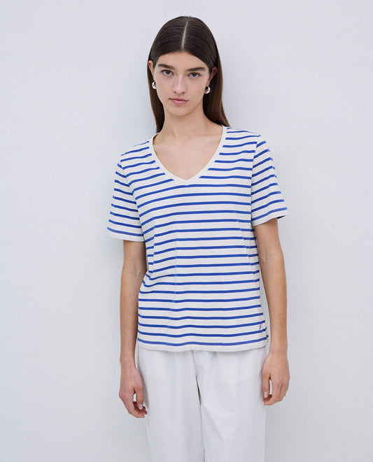 Stripe V Neck T-shirt