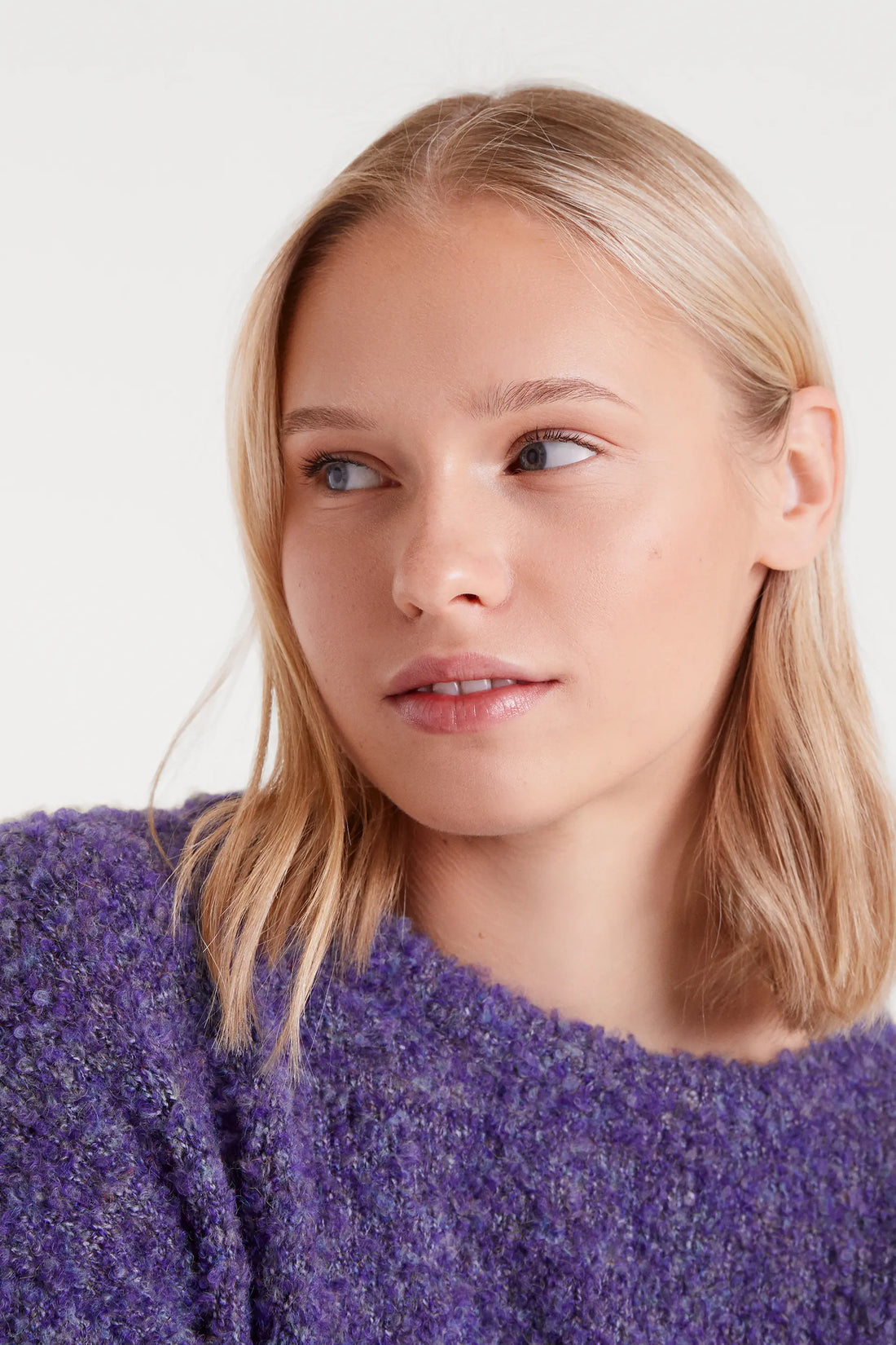 Purple Textured Knit Sweater