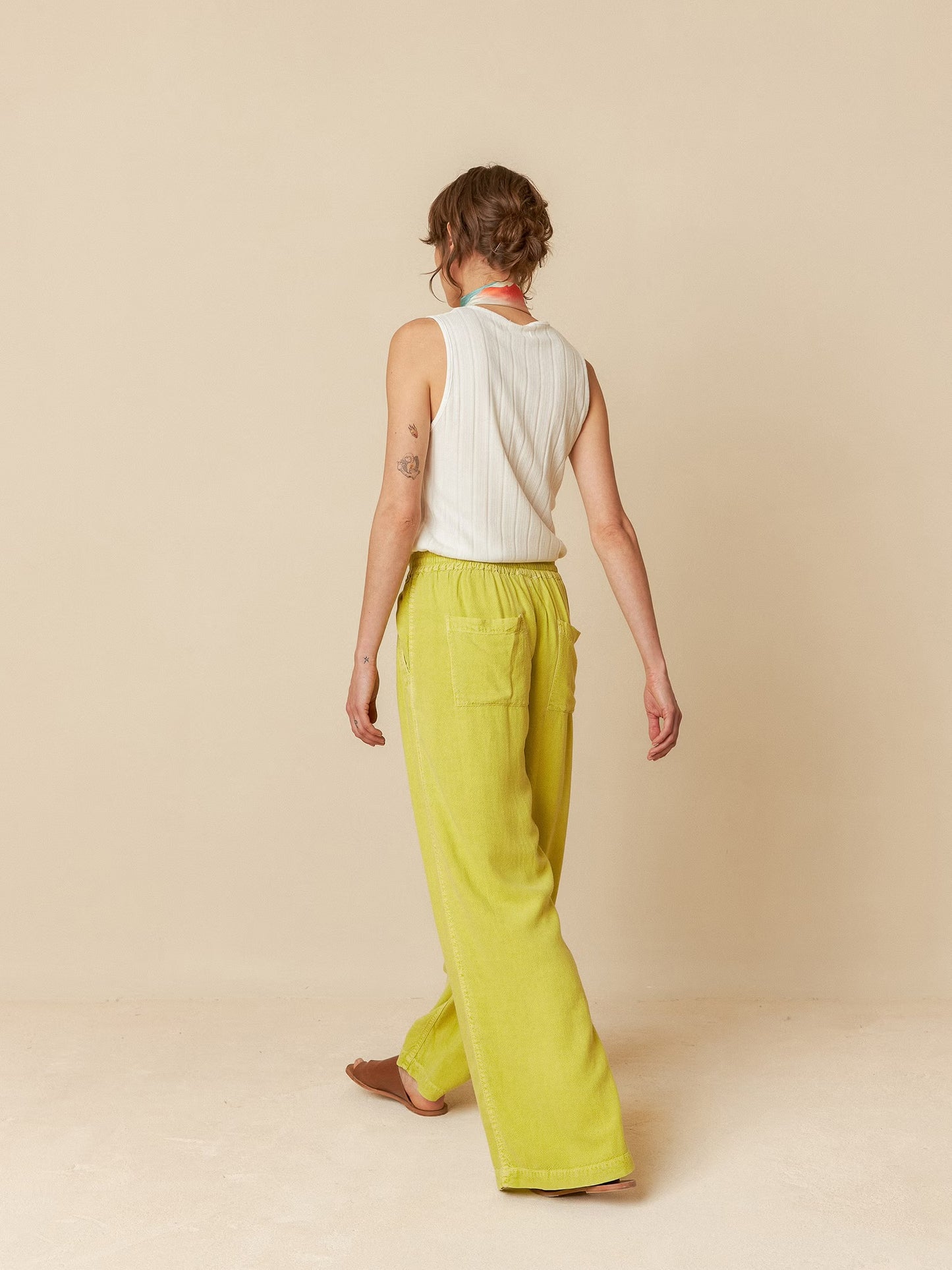 Green Wide Leg Linen Trousers